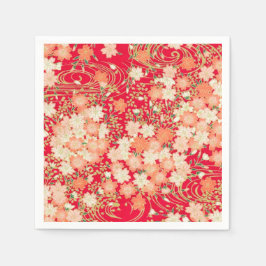 Rood Goud Japans Kimono Bloemen Decoupage Papier Servet