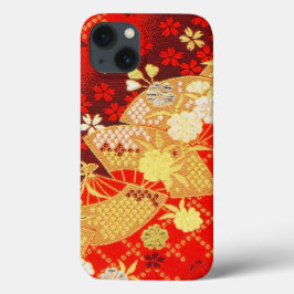  rood goud Japans Kimono Fan Bloemen Case-Mate iPhone Case