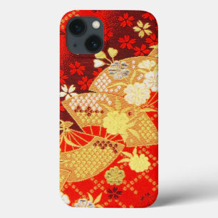  rood goud Japans Kimono Fan Bloemen Case-Mate iPhone Case