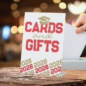 Rood & Goud Kaarten & Geschenken Afstuderen Tafel Reclamebord Met Voetstuk