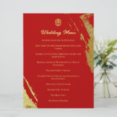 Rood goud kalligrafie penseelstreek chinese bruilo menu (Staand voorkant)