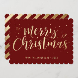 Rood Goud Kalligrafie Vrolijk Kerstfeest Feestdagenkaart