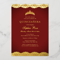 Rood Goud Kant Tiara Quinceanera Folie