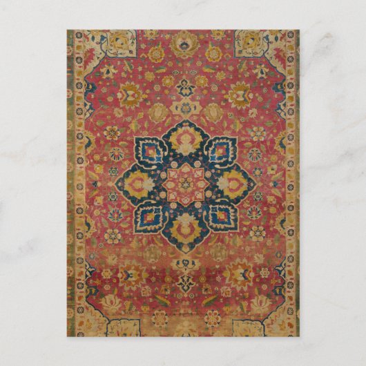 Rood Goud Kashan Tapijtkleed Perzisch Aziatisch Briefkaart (Voorkant)