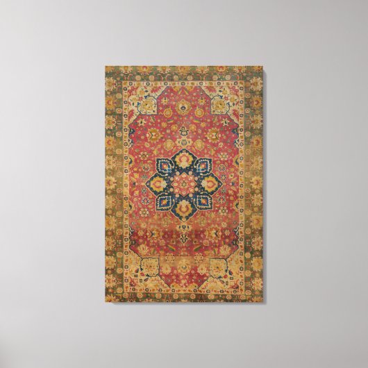 Rood Goud Kashan Tapijtkleed Perzisch Aziatisch Canvas Afdruk (Voorkant)