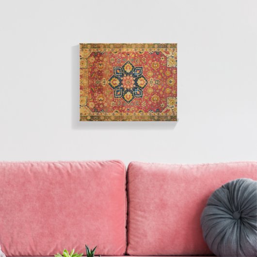 Rood Goud Kashan Tapijtkleed Perzisch Aziatisch Canvas Afdruk (Insitu (Woonkamer))