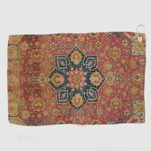 Rood Goud Kashan Tapijtkleed Perzisch Aziatisch Golfhanddoek (Horizontaal)