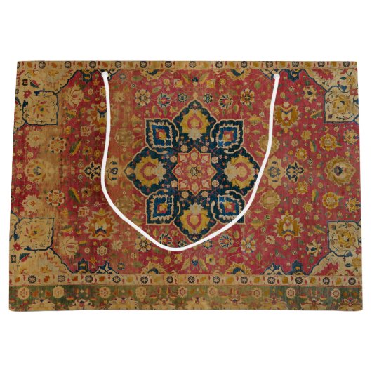 Rood Goud Kashan Tapijtkleed Perzisch Aziatisch Groot Cadeauzakje (Voorkant)