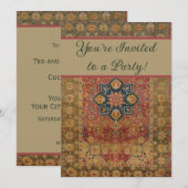 Rood Goud Kashan Tapijtkleed Perzisch Aziatisch Kaart (Voorkant / Achterkant)