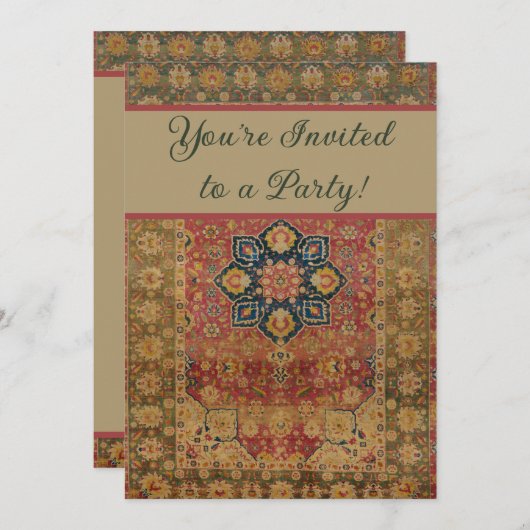 Rood Goud Kashan Tapijtkleed Perzisch Aziatisch Kaart (Voorkant / Achterkant)