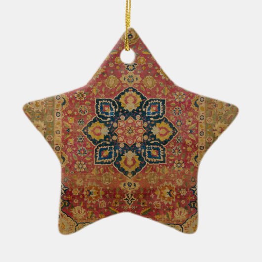 Rood Goud Kashan Tapijtkleed Perzisch Aziatisch Keramisch Ornament (Voorkant)