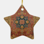 Rood Goud Kashan Tapijtkleed Perzisch Aziatisch Keramisch Ornament (Achterkant)