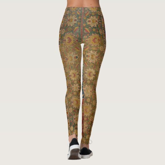 Rood Goud Kashan Tapijtkleed Perzisch Aziatisch Leggings (Achterkant)