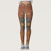 Rood Goud Kashan Tapijtkleed Perzisch Aziatisch Leggings (Voorkant)