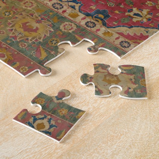 Rood Goud Kashan Tapijtkleed Perzisch Aziatisch Legpuzzel (Zijkant)