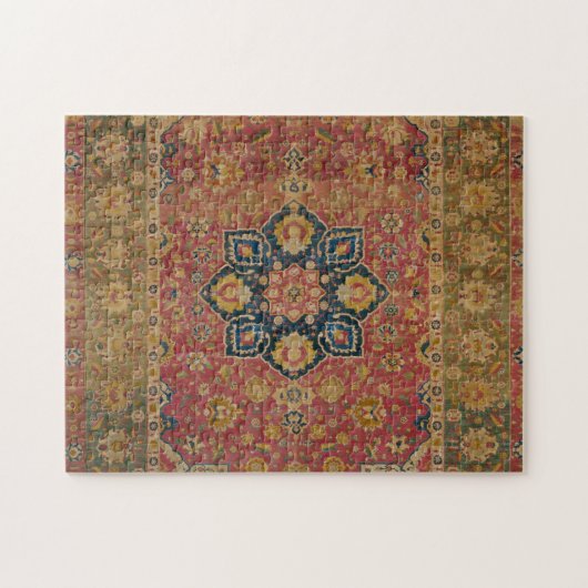 Rood Goud Kashan Tapijtkleed Perzisch Aziatisch Legpuzzel (Horizontaal)