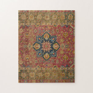 Rood Goud Kashan Tapijtkleed Perzisch Aziatisch Legpuzzel