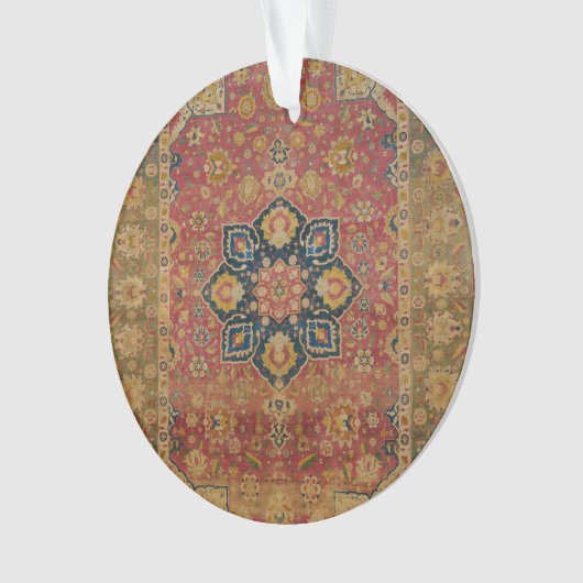 Rood Goud Kashan Tapijtkleed Perzisch Aziatisch Ornament (voorkant)