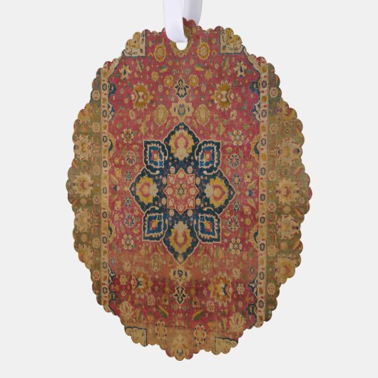 Rood Goud Kashan Tapijtkleed Perzisch Aziatisch Ornament Kaart (Links)
