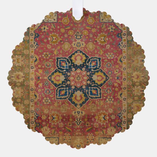 Rood Goud Kashan Tapijtkleed Perzisch Aziatisch Ornament Kaart (Voorkant)