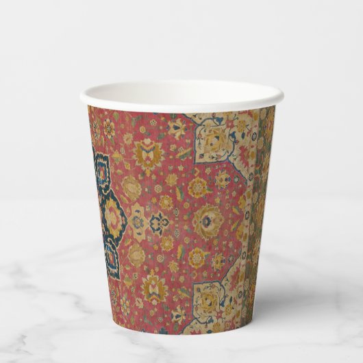 Rood Goud Kashan Tapijtkleed Perzisch Aziatisch Papieren Bekers (Achterkant)