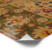 Rood Goud Kashan Tapijtkleed Perzisch Aziatisch Perfect Poster (Hoek)