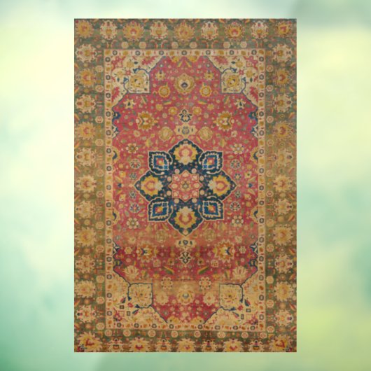 Rood Goud Kashan Tapijtkleed Perzisch Aziatisch Raamsticker (Vel 3)