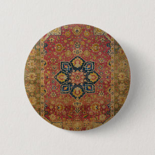 Rood Goud Kashan Tapijtkleed Perzisch Aziatisch Ronde Button 5,7 Cm