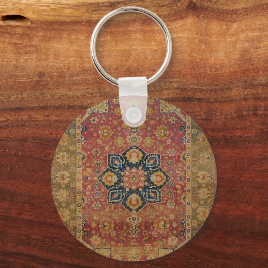 Rood Goud Kashan Tapijtkleed Perzisch Aziatisch Sleutelhanger (Achterkant)