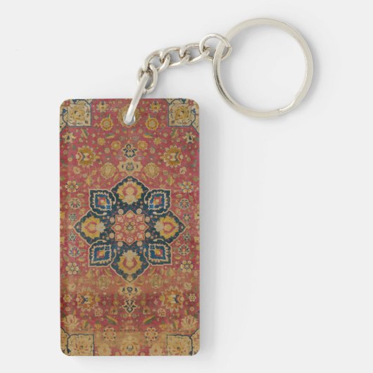 Rood Goud Kashan Tapijtkleed Perzisch Aziatisch Sleutelhanger (achterkant)