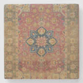 Rood Goud Kashan Tapijtkleed Perzisch Aziatisch Stenen Onderzetter (Voorkant)