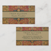 Rood Goud Kashan Tapijtkleed Perzisch Aziatisch Visitekaartje (Voorkant / Achterkant)