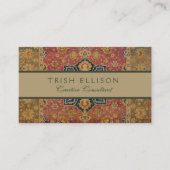 Rood Goud Kashan Tapijtkleed Perzisch Aziatisch Visitekaartje (Voorkant)