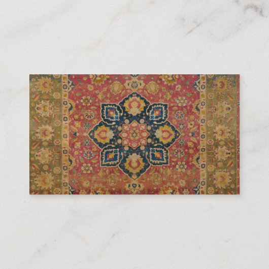 Rood Goud Kashan Tapijtkleed Perzisch Aziatisch Visitekaartje (Achterkant)