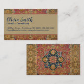 Rood Goud Kashan Tapijtkleed Perzisch Aziatisch Visitekaartje (Voorkant / Achterkant)