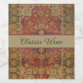 Rood Goud Kashan Tapijtkleed Perzisch Aziatisch Wijn Etiket (Enkel label)