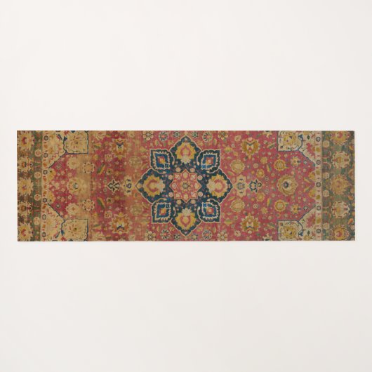 Rood Goud Kashan Tapijtkleed Perzisch Aziatisch Yogamat (Achterkant (horizontaal))