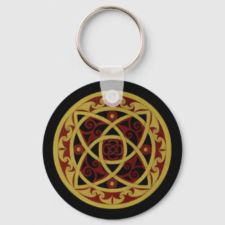 Rood & Goud Keltisch Ontwerp Sleutelhanger (cirkel