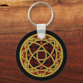 Rood & Goud Keltisch Ontwerp Sleutelhanger (cirkel (Achterkant)