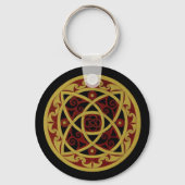 Rood & Goud Keltisch Ontwerp Sleutelhanger (cirkel (Achterkant)