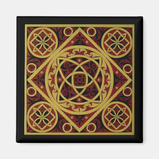 Rood & Goud Keltische Ontwerpmagneet Magneet (Voorkant)