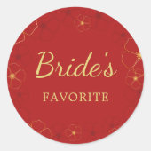 Rood Goud Kersen Bloesems Goodie Bag Snack Ronde Sticker (Voorkant)