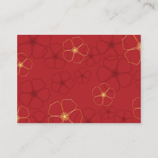 Rood & Goud Kersenbloesem Bruiloft RSVP Kaart (Achterkant)