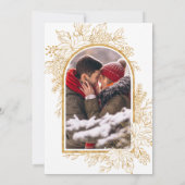 Rood Goud Kerst Bloemen Foto Huwelijk Save The Date (Achterkant)