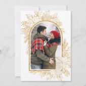 Rood Goud Kerst Bloemen Foto Vrijgezellenfeest Kaart (Achterkant)