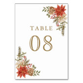 Rood Goud Kerst Bloemen Huwelijk Kaart (Achterkant)