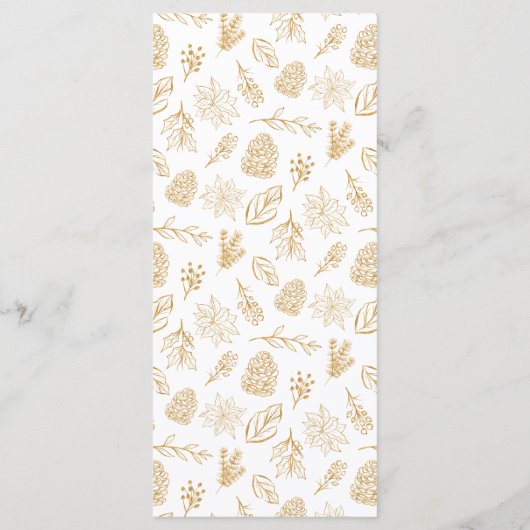 Rood Goud Kerst Bloemen Huwelijk Menu (Achterkant)