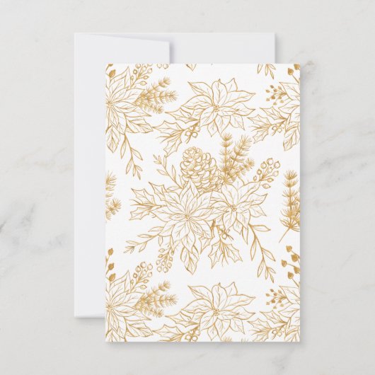 Rood Goud Kerst Bloemen Huwelijk RSVP Kaartje (Achterkant)