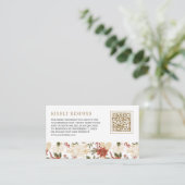 Rood Goud Kerst Bloemen QR Code Huwelijk RSVP Informatiekaartje (Staand voorkant)