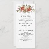 Rood Goud Kerst Bloemen Trouwprogramma (Voorkant)